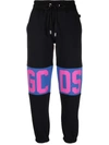 Gcds Black Jersey Pants With Logo Print In Black