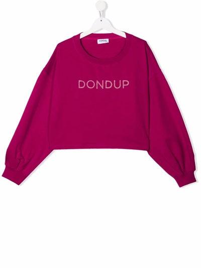 Dondup Teen Embroidered Logo Jumper In Pink