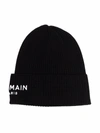 Balmain Teen Logo-embroidered Wool Beanie In Black