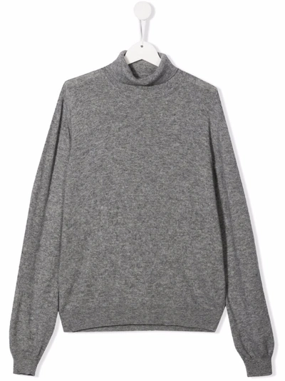 Fay Teen Roll-neck Knitted Jumper In Grey