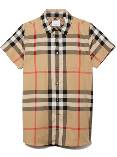 Burberry Kids' Vintage-check Short Sleeve Shirt In (archive Beige Ip Chk)