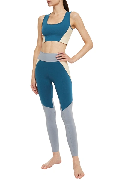 Live The Process Colour-block Stretch-supplex Sports Bra