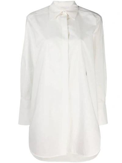 Chloé Ladies White Poplin Long-cut Shirt