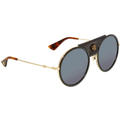 Gucci Grey Sunglasses Gg0061s 016 56 In Black,gold Tone,grey