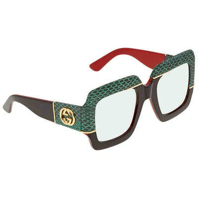 Gucci Green Gradient Square Ladies Sunglasses Gg0484s 003 54 In Black,gold Tone,green