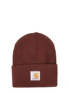 Carhartt Purl-knit Logo-patch Beanie In Brown