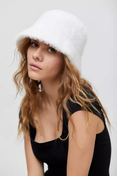 Urban Outfitters White Faux Fur Fluffy Bucket Hat White faux fur bucket hat from UO. Great for raves... | Depop main image 3