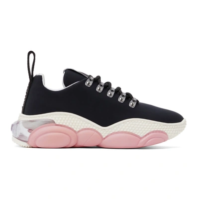 Moschino Black Bubble Teddy Sneakers In Black,pink,white