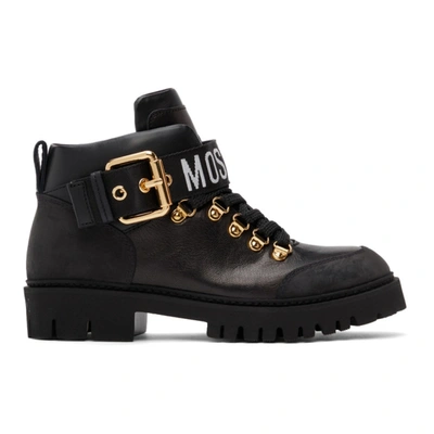 Moschino Black Brick40 Ankle Boots