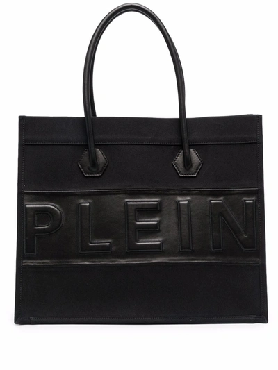 Philipp Plein Logo-embossed Leather Tote Bag In Schwarz