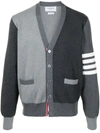 Thom Browne Milano Stitch Cotton Multi-colour 4 Bar Cardigan In Grau
