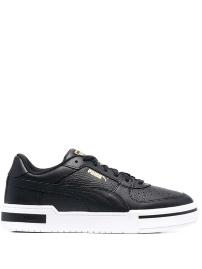 Puma Logo-print Low-top Leather Sneakers In Schwarz