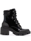 Tory Burch Leather And Rubber Ankle Boots With Tracked Sole In Black
