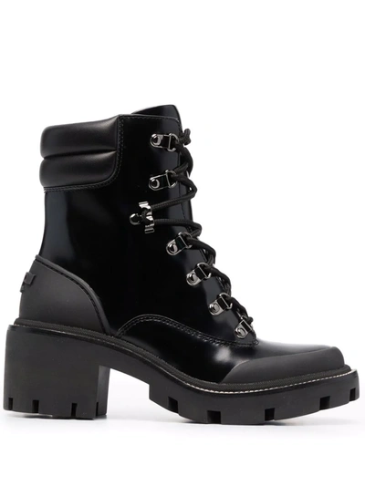 Tory Burch Leather And Rubber Ankle Boots With Tracked Sole In Black