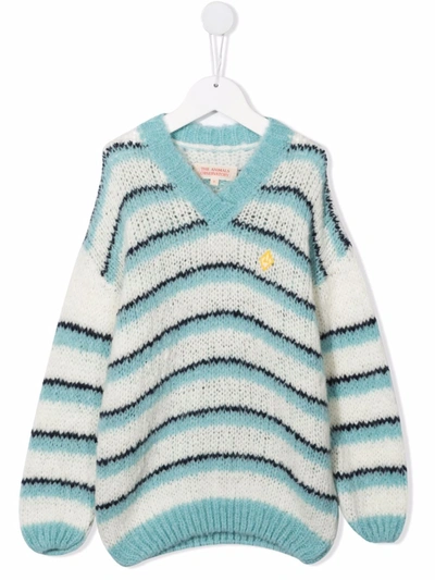 The Animals Observatory Kids' Stripe Pattern Wool Jumper In 蓝色