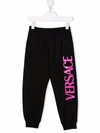 Versace Logo-print Cotton Sweatpants In 黑色