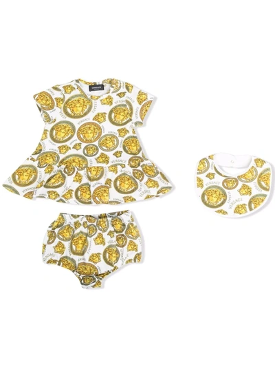 Versace Baby Medusa Amplified Stretch-cotton Set In Gold