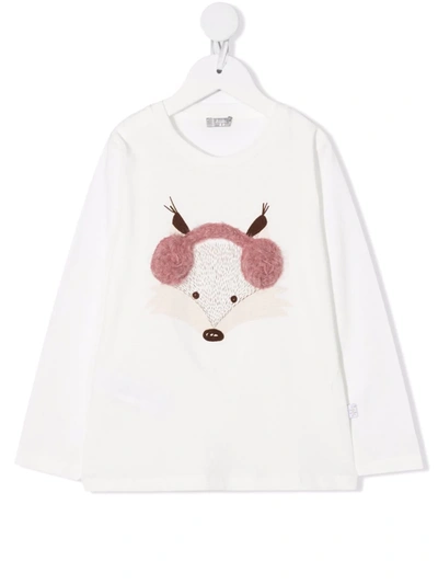 Il Gufo Kids' Embroidered Long-sleeved T-shirt In 白色