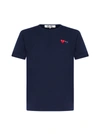 Comme Des Garçons Play Double Heart Patch Cotton Jersey T-shirt In Navy