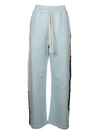 Jw Anderson Contrast Stitch Wide Leg Cotton Pants In Baby Blue