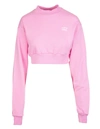 LIVINCOOL WIMAN PINK CROP SWEATSHIRT WITH MICRO LOGO,LCF002 PRISM PINK