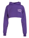 LIVINCOOL WOMAN PURPLE CROP HOODIE WITH LOGO,LCH009 PURPLE ORCHID