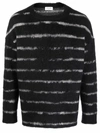 Saint Laurent Pullover With Interrupted Stripe Motif In Black
