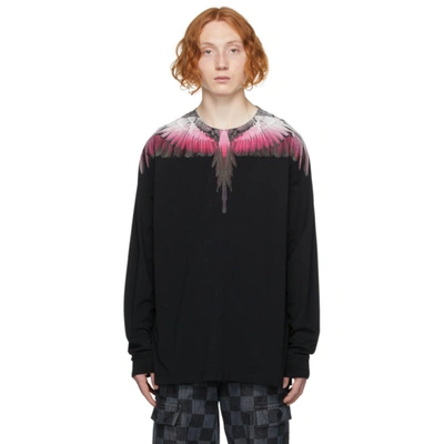 Marcelo Burlon County Of Milan Marcelo Burlon  Wings Printed T-shirt Tshirt In Black Fuchsia