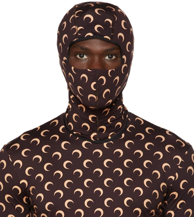Marine Serre Brown Crescent Moon Print Balaclava