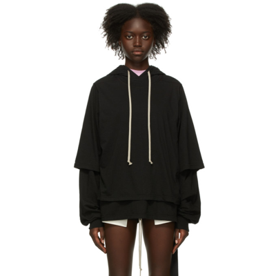 Rick Owens Drkshdw Black Organic Cotton Hustler Hoodie