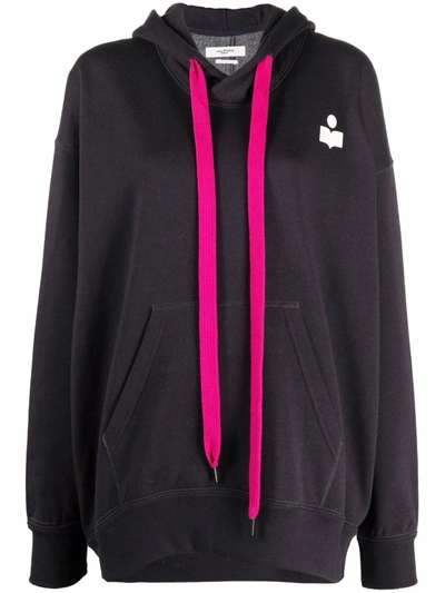 Isabel Marant Étoile Faded Black Miline Logo-print Oversized Hoodie