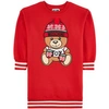 MOSCHINO MOSCHINO RED BEAR HAT SWEAT DRESS,H0V064-LDA14
