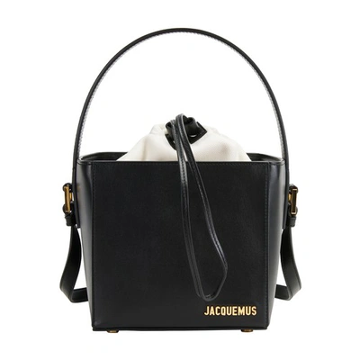 Jacquemus Le Seau Carre Square Leather Bucket Bag In Black