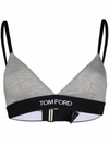 Tom Ford Logo-underband Cashmere Triangle Bra In Grey