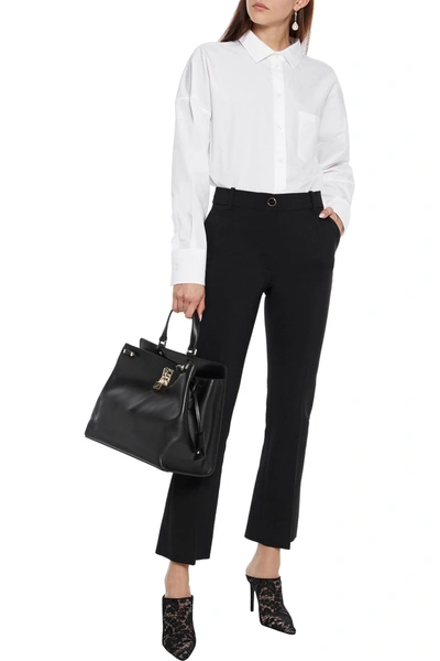 Valentino Wool-blend Crepe Bootcut Trousers In Black