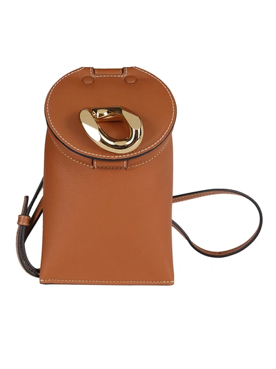Jw Anderson Lid Chain-embellished Shoulder Bag In Brown