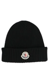 MONCLER MONCLER LOGO PATCHED RIBBED BEANIE