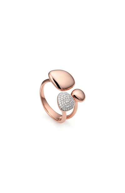 Monica Vinader Nura Pebble Cluster Diamond Ring In Rose Gold/ Diamond