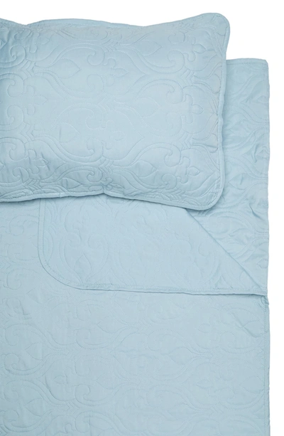 Ienjoy Home Home Spun Premium Ultra Soft Damask Pattern Quilted King Coverlet Set In Aqua
