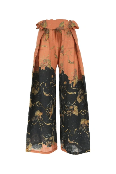 Loewe + Paula's Ibiza Belted Printed Linen And Cotton-blend Wide-leg Pants In Black