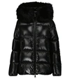 Moncler Laiche Quilted Hooded 750 Fill Power Down Jacket With Removable Faux Fur Trim In Black