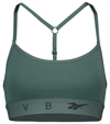 Victoria Beckham T-back Recycled Stretch Sports Bra In Chalk Green