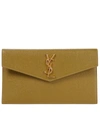 Saint Laurent Uptown Medium Ysl Monogram Grain De Poudre Pouch Bag In Olive Drab