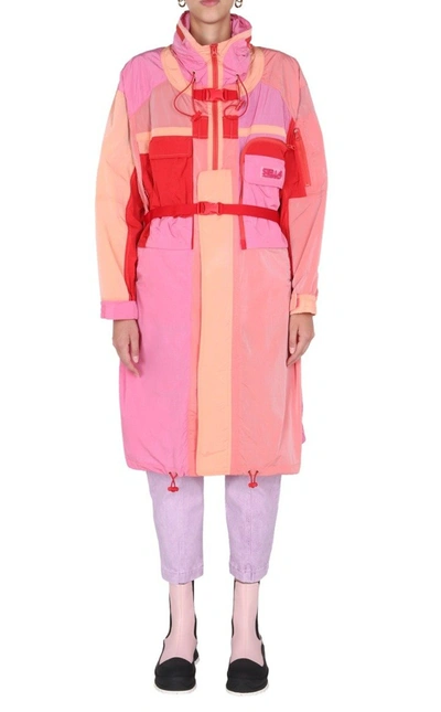 Stella Mccartney Technical Nylon Logo Trench Coat In Pink