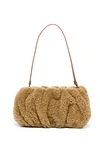 Staud Bean Ruched Shearling Shoulder Bag In Neutral
