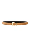 Saint Laurent Ysl Logo Skinny Suede Belt In Naturel Dark