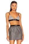 Tom Ford Logo-underband Cashmere Triangle Bra In Grey Melange