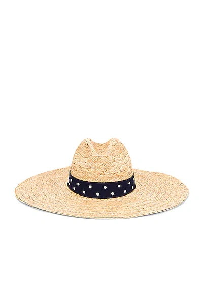 Miu Miu Polka-dot Print Raffia Hat In Naturale & Blue