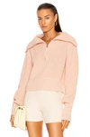 Varley Mentone Half-zip Cotton Sweater In Putty Pink