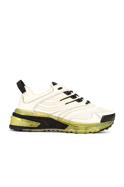 Givenchy Giv 1 Mixed Leather Transparent-sole Runner Sneakers In Off White